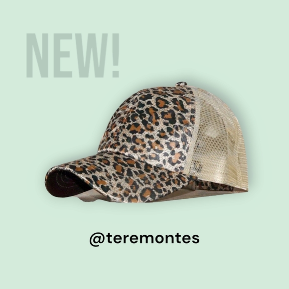 NEW! Women animal print hat Trucker baseball  cap ponytail - Picture 3 of 8